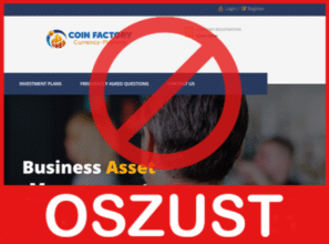 Coinfactorycurrency-platform twarz ekran