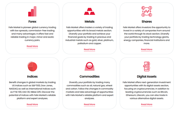 Felix Markets 1 ekran