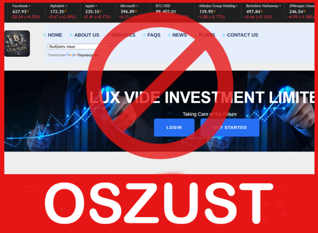 LUX VIDE INVEST twarz ekran