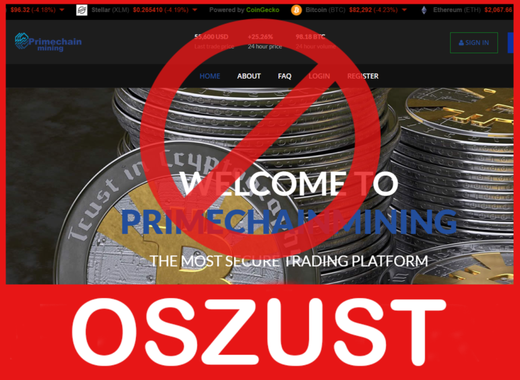 Primechainmining twarz ekran