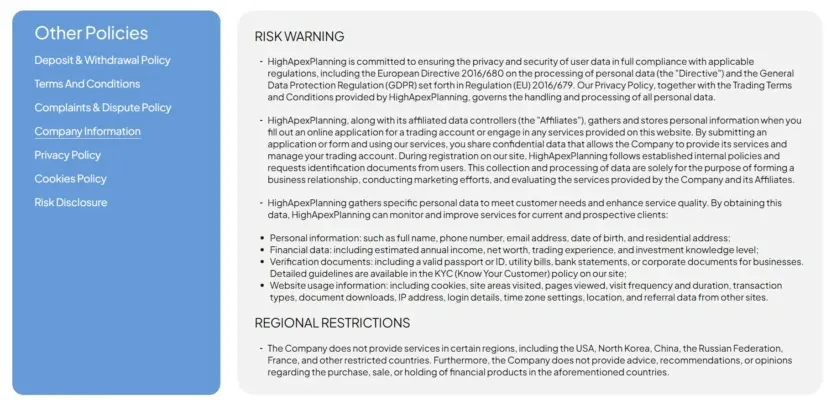 HighApexPlanning 2 ekran