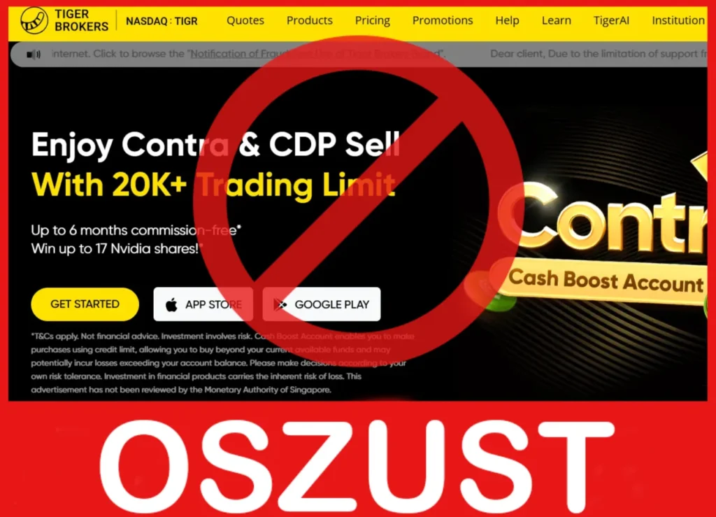 Tiger Brokers twarz ekran