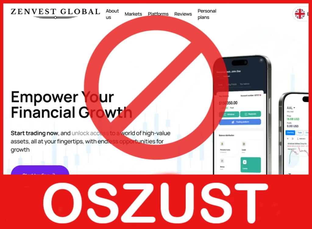Zenvest Global twarz ekran