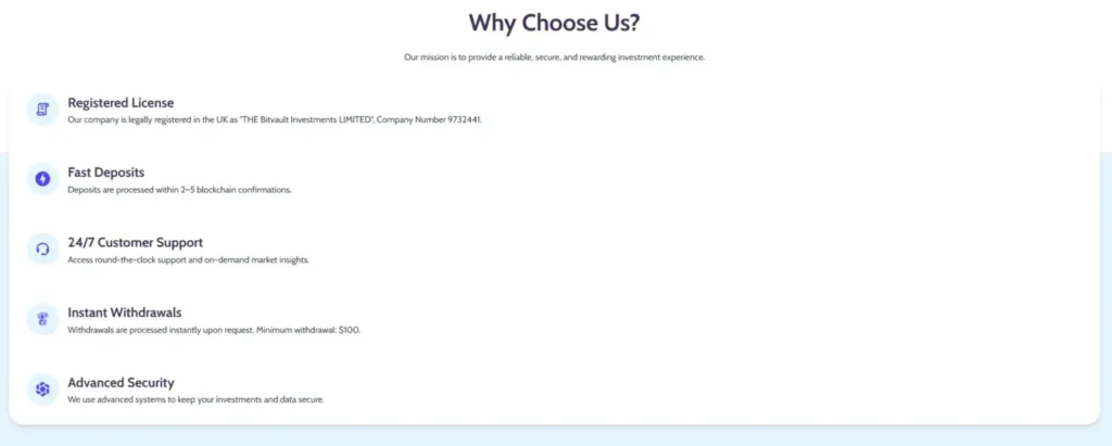 Bitvault Investments 1 ekran