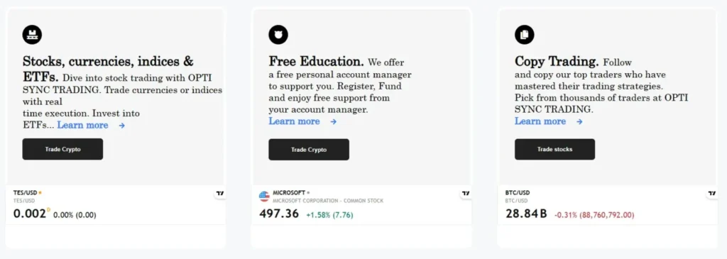 OPTI SYNC TRADING 1 ekran