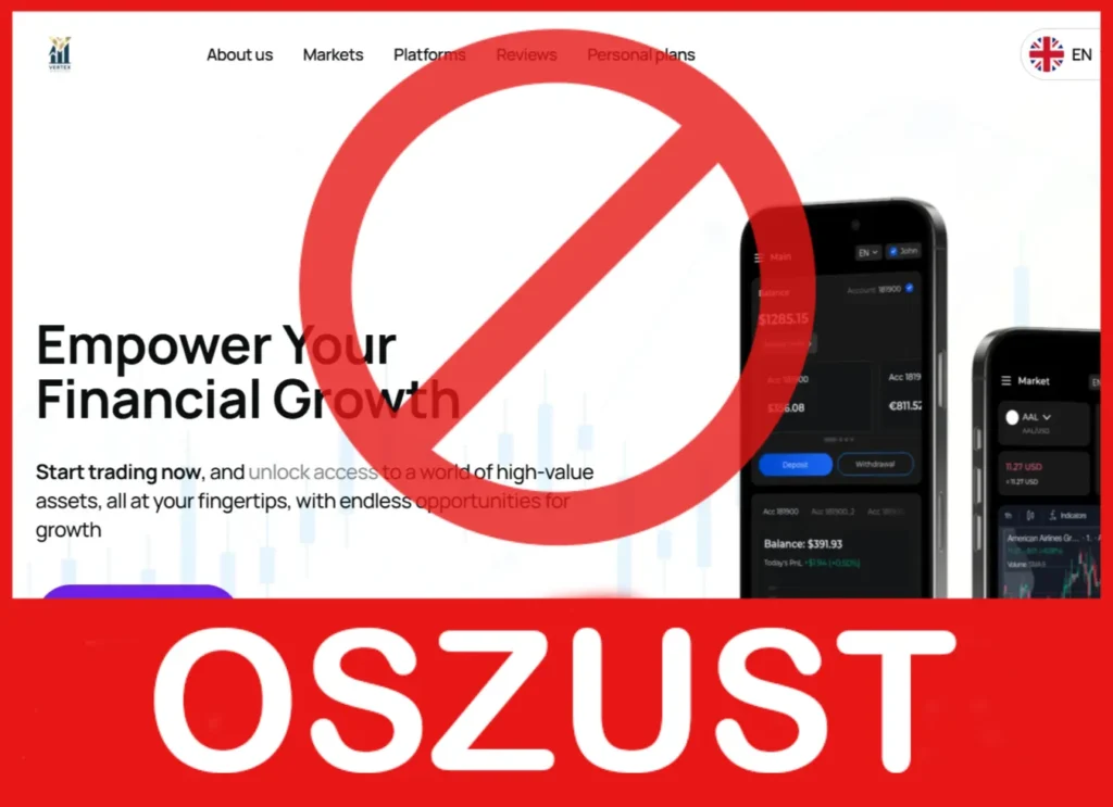 Vertex Markets twarz ekran