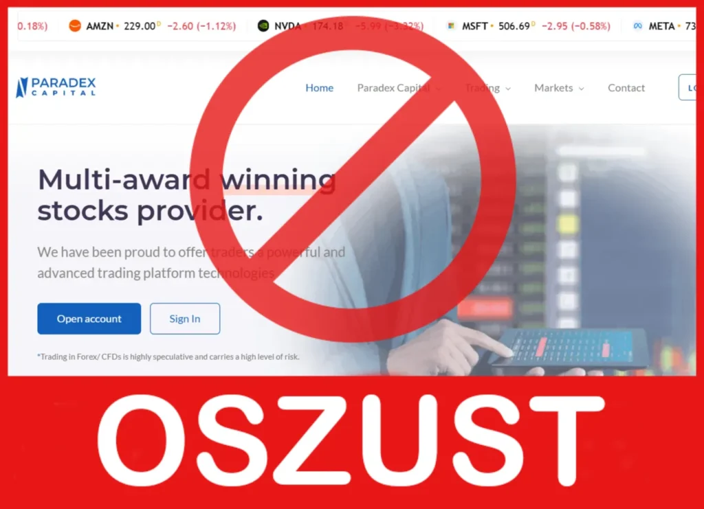 Paradex Capital twarz ekran